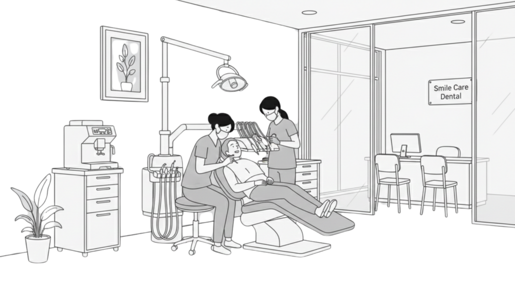 "Illustration of a professional medical or legal office environment, representing Firegate's network-level protection for highly sensitive client and patient data."